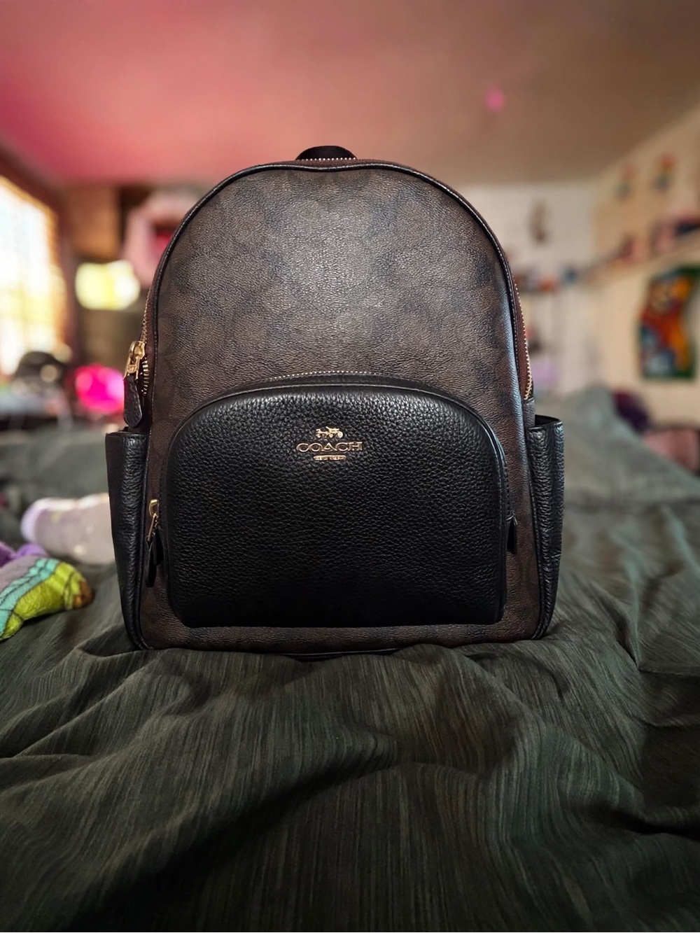 Coach Black & Brown Signature Backpack